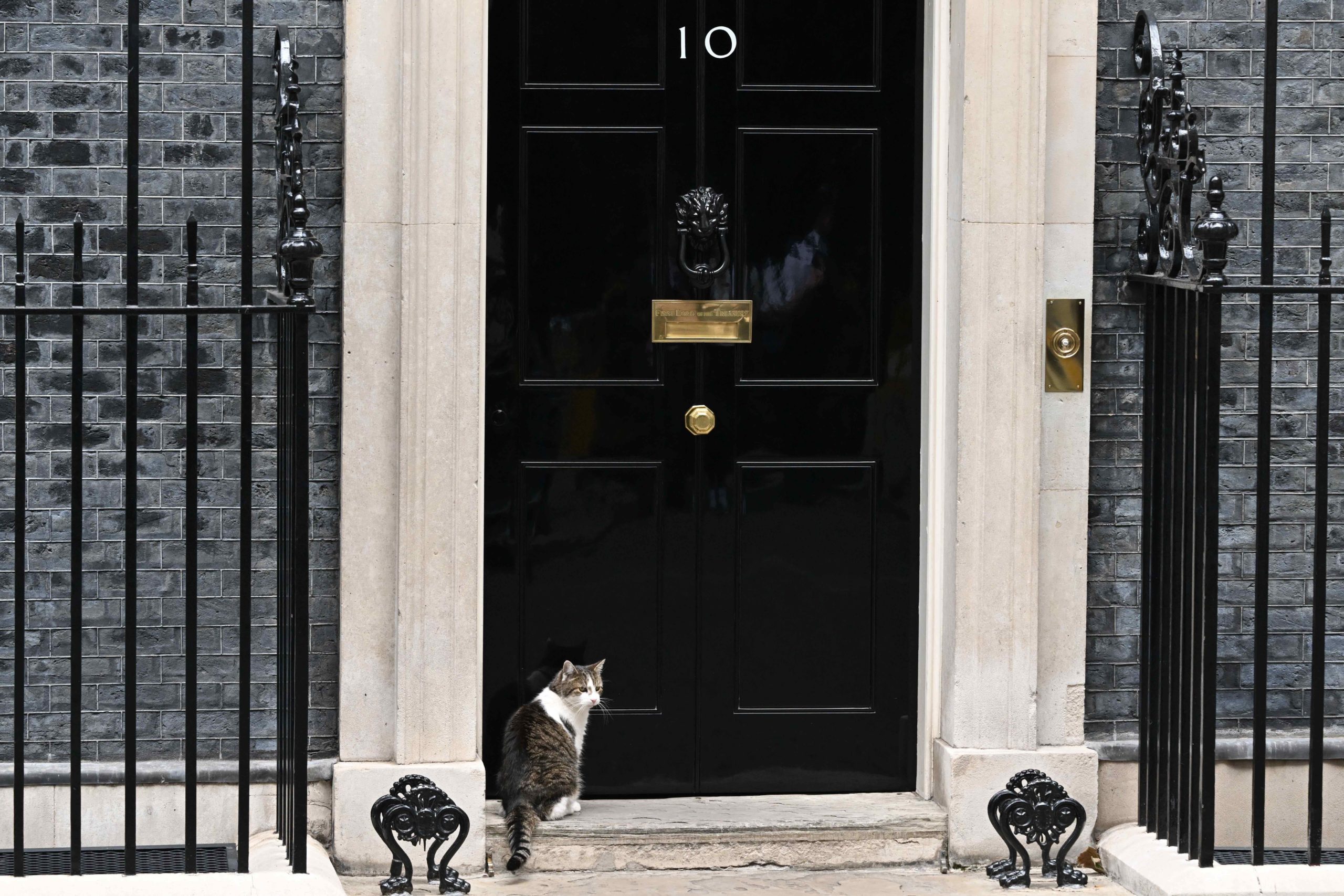 Larry foran døra i Downing Street 10