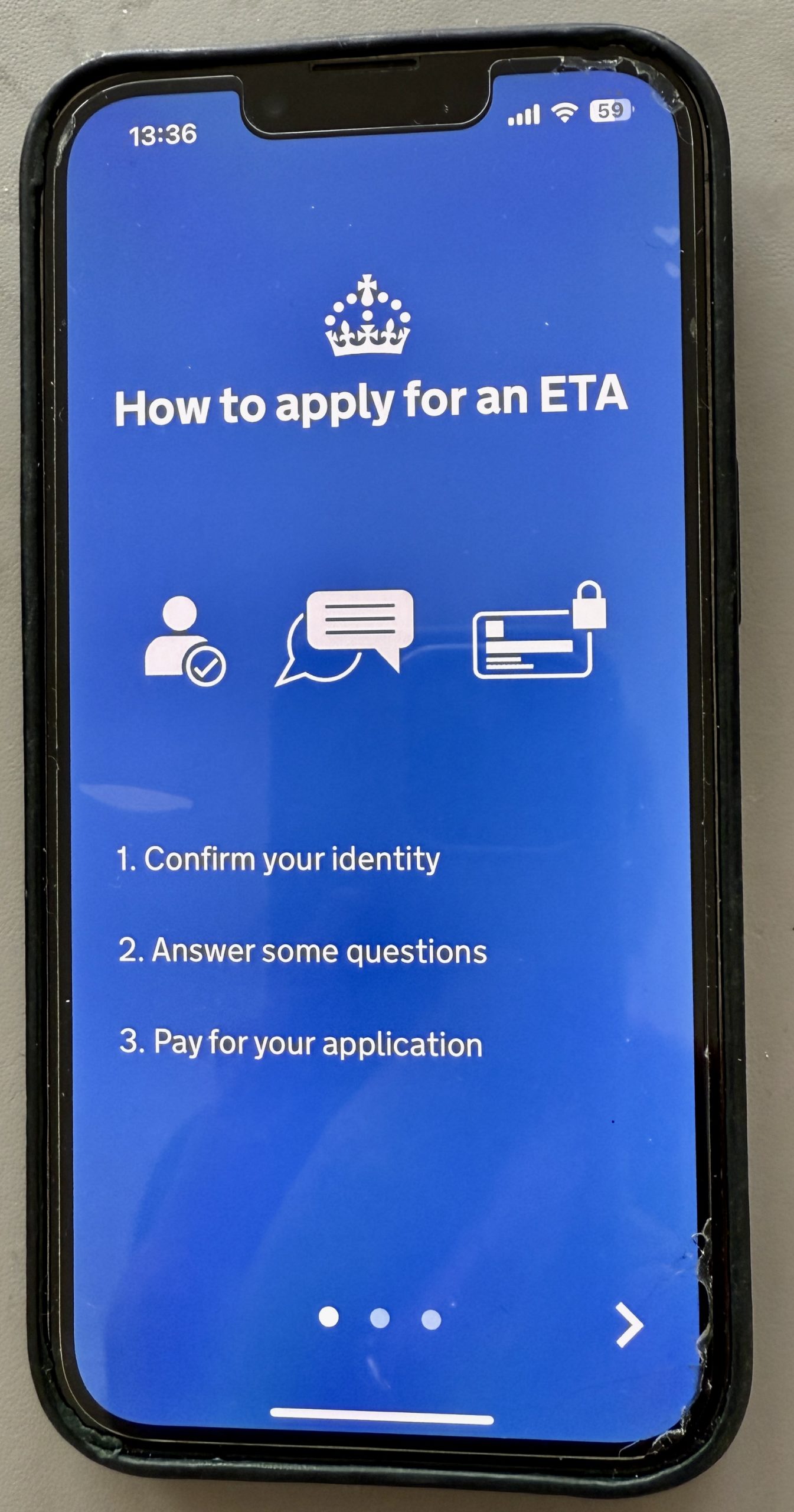 Bilde av den britiske regjeringens ETA-app