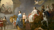 Gerrit van Honthorst maleri Triumf of the Winter. Vinterdronningen Elizabeth av Bøhmen, omgitt av sin avdøde ektemann, Friedrich og deres tretten barn, blant dem, Sophia av Hanover som er i ferd med å krone sin mor med en laurbærkrans.