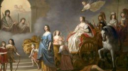 Gerrit van Honthorst maleri Triumf of the Winter. Vinterdronningen Elizabeth av Bøhmen, omgitt av sin avdøde ektemann, Friedrich og deres tretten barn, blant dem, Sophia av Hanover som er i ferd med å krone sin mor med en laurbærkrans.